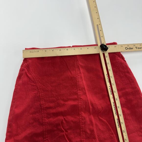 Zara Skirt Womens Small Red Linen Blend High Waist Mini Casual Summer - Picture 6 of 7